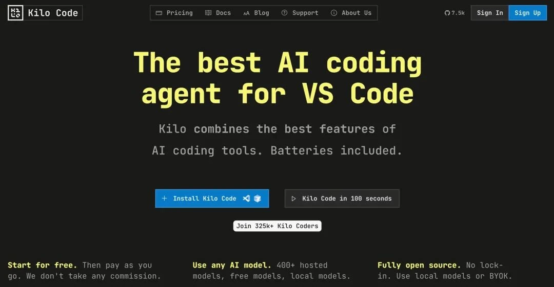Kilo Code VS Code extension interface with AI coding agent features