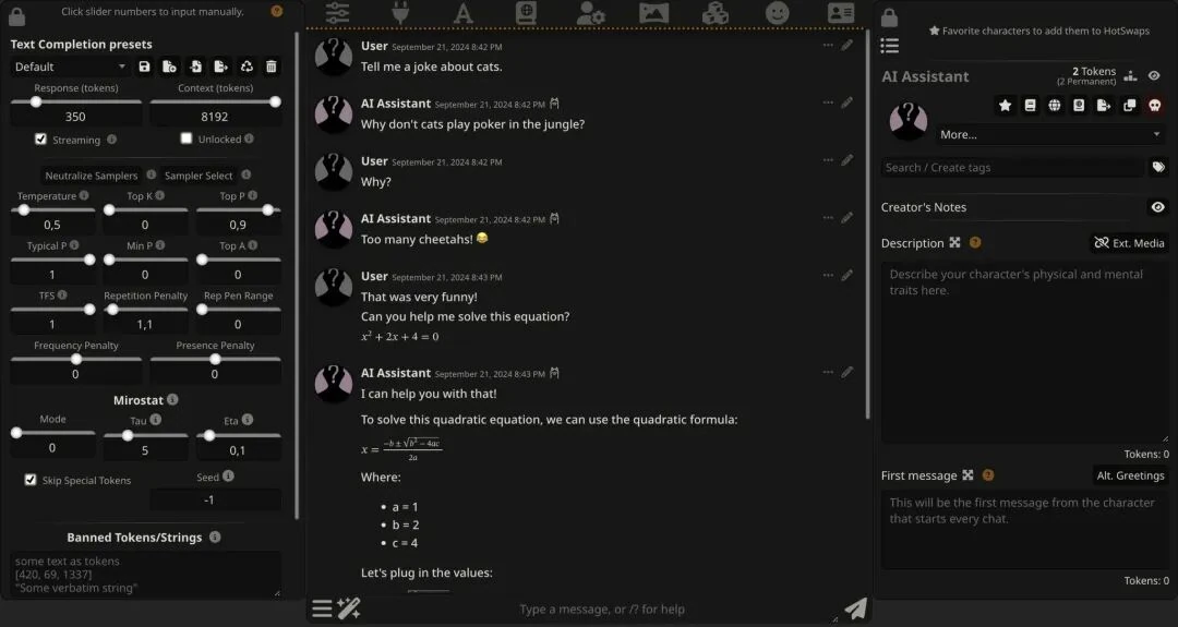 SillyTavern Character Cards for consistent AI personality and backstory