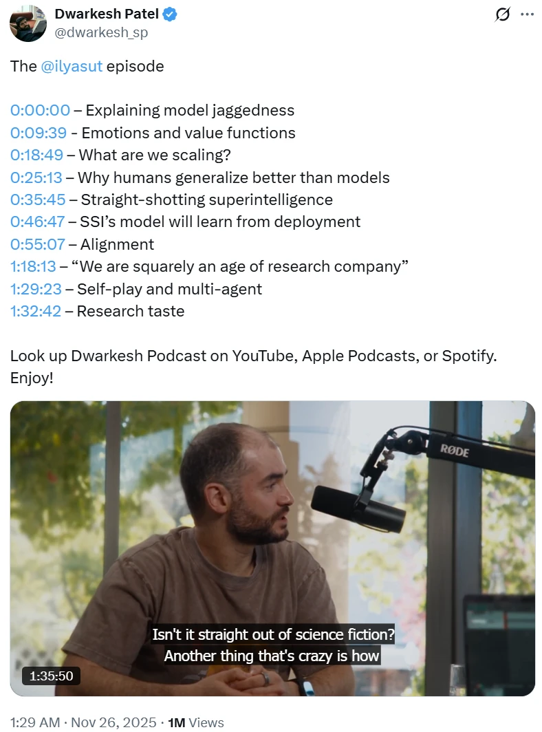 Safe Superintelligence Inc. (SSI) logo and mission statement - Ilya Sutskever's research-first AI company focused on achieving safe superintelligence